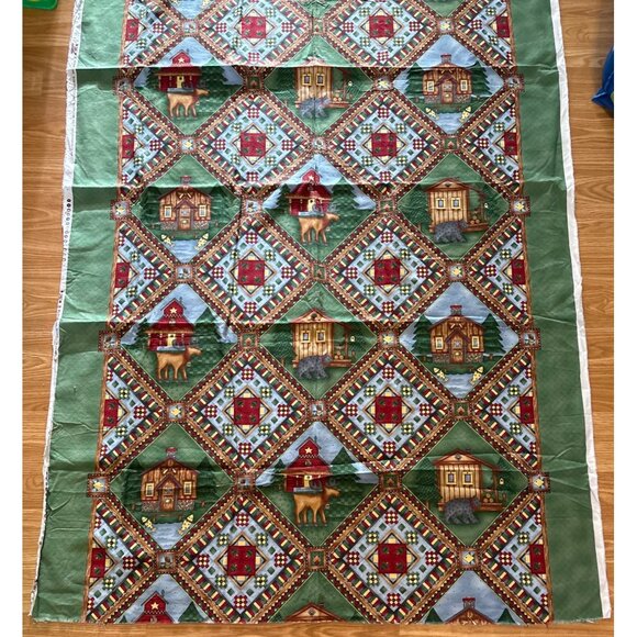 Mumms the Word Rustic Cabin Wildlife Quilting Fabric Moose Fish Bear 2+ Yards De - Picture 2 of 12
